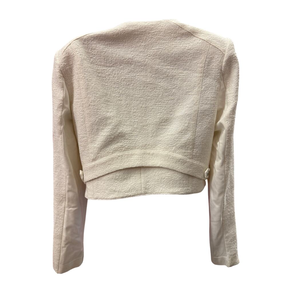 BCBGMaxAzria women White cream Nathan double lapel Cropped moto Jacket - Picture 4 of 6